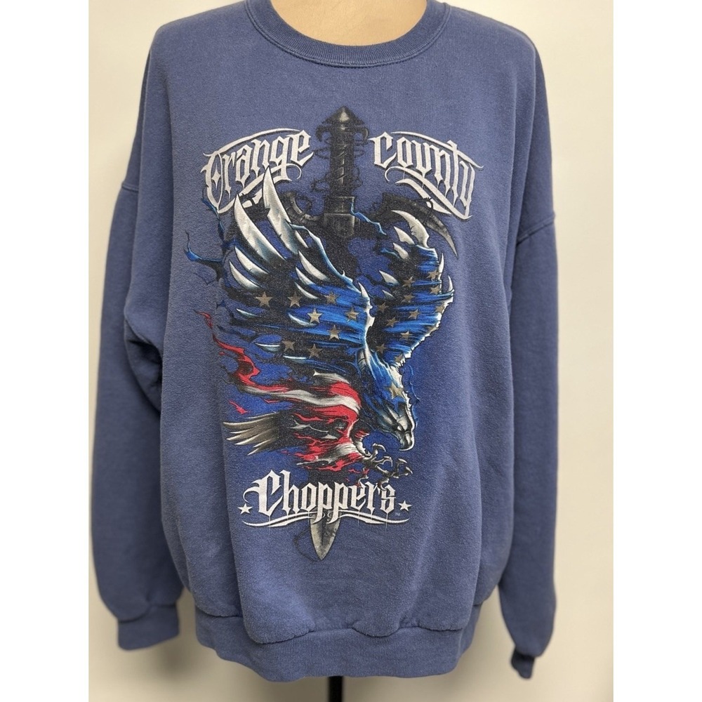 Vintage Orange County Choppers sweatshirt 2X American flag eagle Faded Biker
